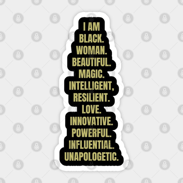 I Am A Powerful Black Woman | African American | Black Queen Sticker by UrbanLifeApparel